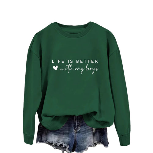 Damen gemütlicher Rundhals-Sweater mit inspirierendem Aufdruck Drune