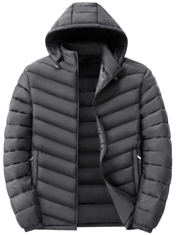 Herren Ultraleichte gesteppte Kapuzenjacke mit Thermofüllung & Packable‑Design Drune