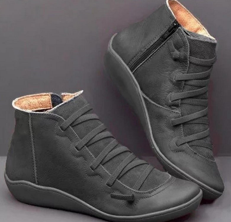 Damen Komfort-Ankleboot mit elastischer Schnürung und ergonomischer Komfortsohle Drune