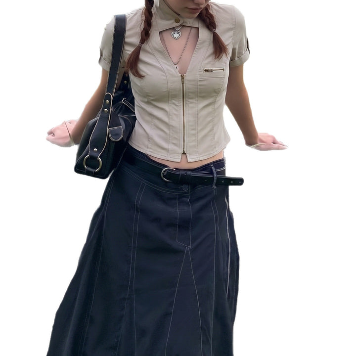 Damen modische Kurzjacke mit strukturiertem Schnitt und praktischen Brusttaschen Drune