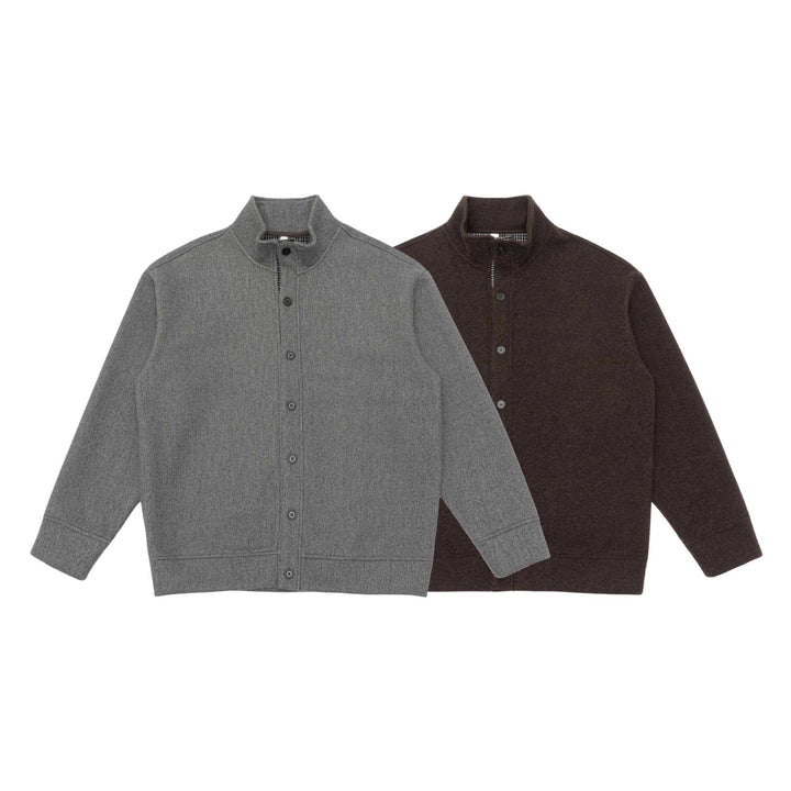 Herren Wollmischung-Überjacke mit Stehkragen und durchgehender Knopfleiste Drune