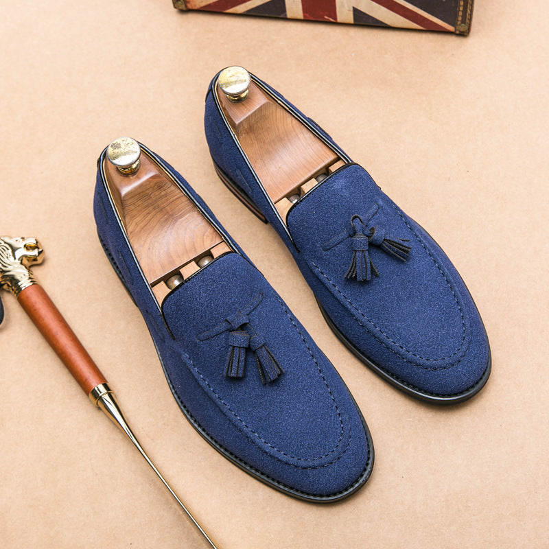 Herren Quasten-Slipper aus Veloursleder mit handgenähter Moccasinnaht und gepolstertem Lederfußbett Drune