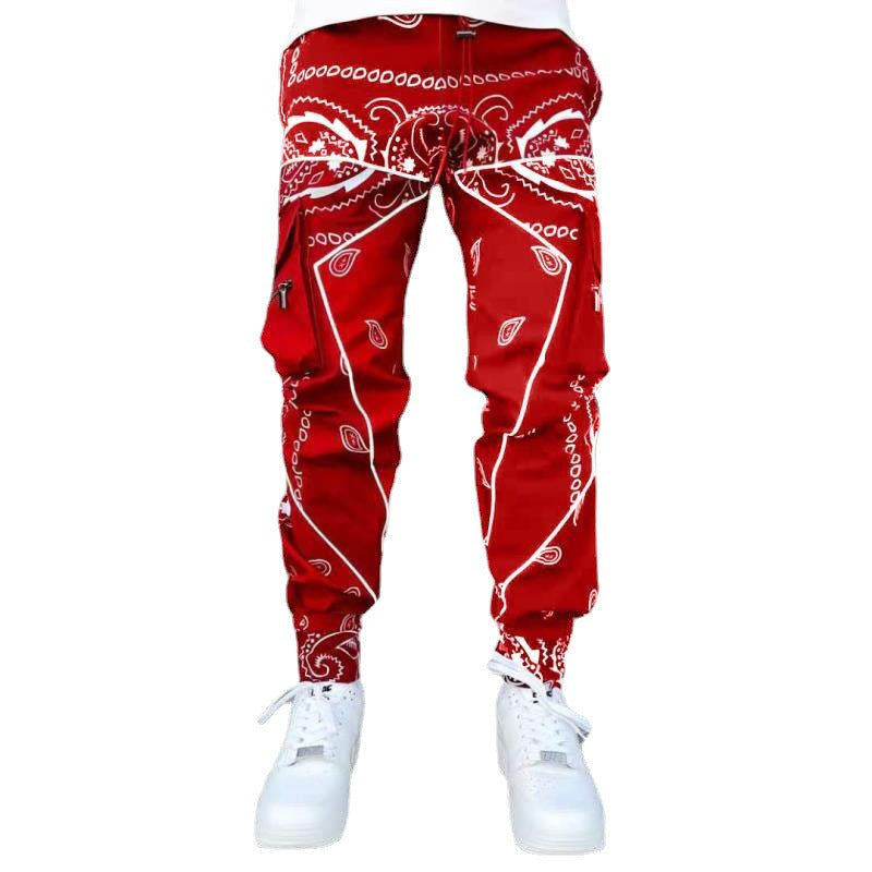 Herren Cargo-Jogginghose mit Bandana-Print, Kordelzug & Mehrfachtaschen Drune