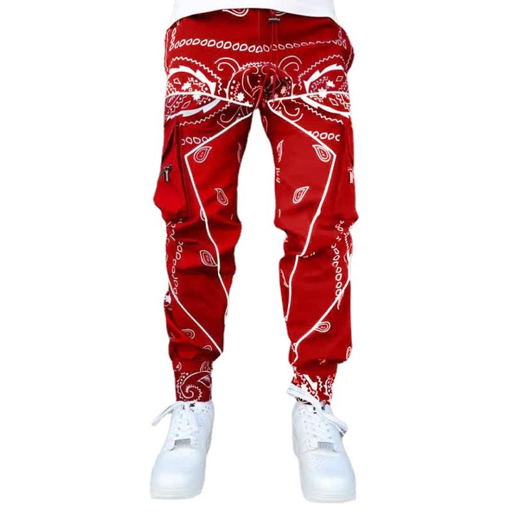 Herren Cargo-Jogginghose mit Bandana-Print, Kordelzug & Mehrfachtaschen Drune