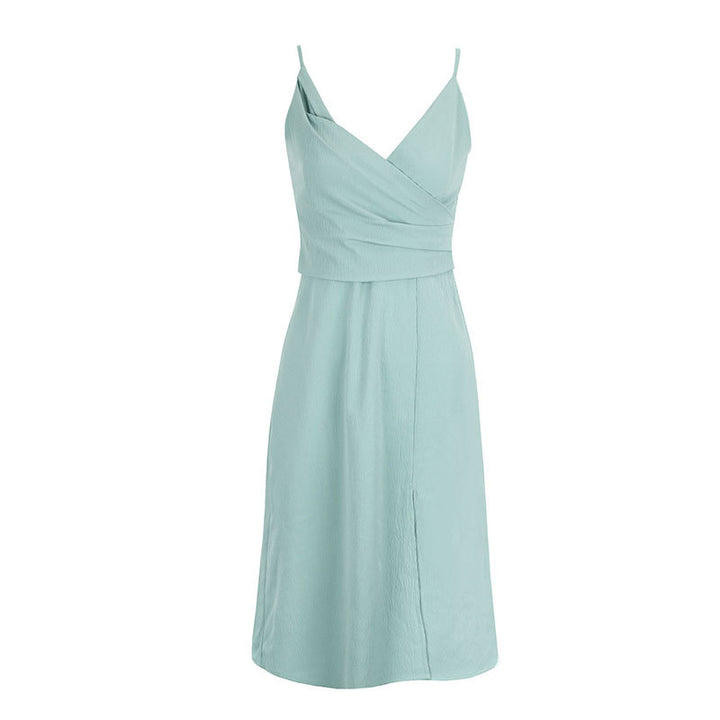 Damen Wickelkleid mit eleganten Spaghettiträgern und aufwendigem Drapé Drune