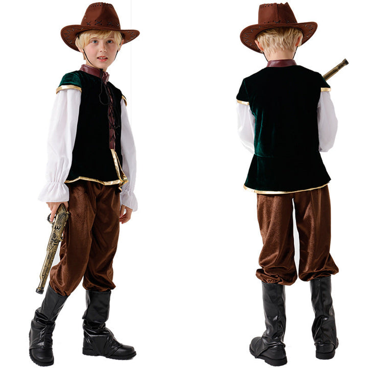 Jungen Wildwest Kostüm mit Hut und Pistole Drune