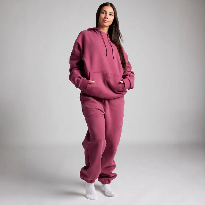 Damen Oversized Kapuzenpullover mit integrierter gepolsterter Schlafmaske Drune