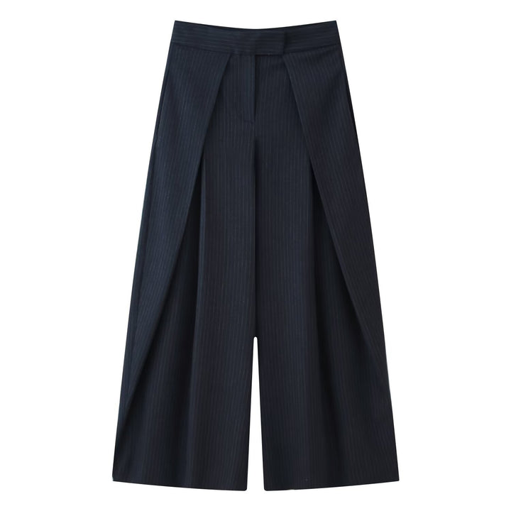 Damen Culotte-Hose mit weitem Bein, hoher Taille und ausgestellter Silhouette Drune