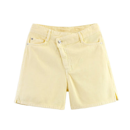 Damen Jeansshorts im lässigen Vintage-Stil mit hohem Bund und seitlichen Schlitzen Drune