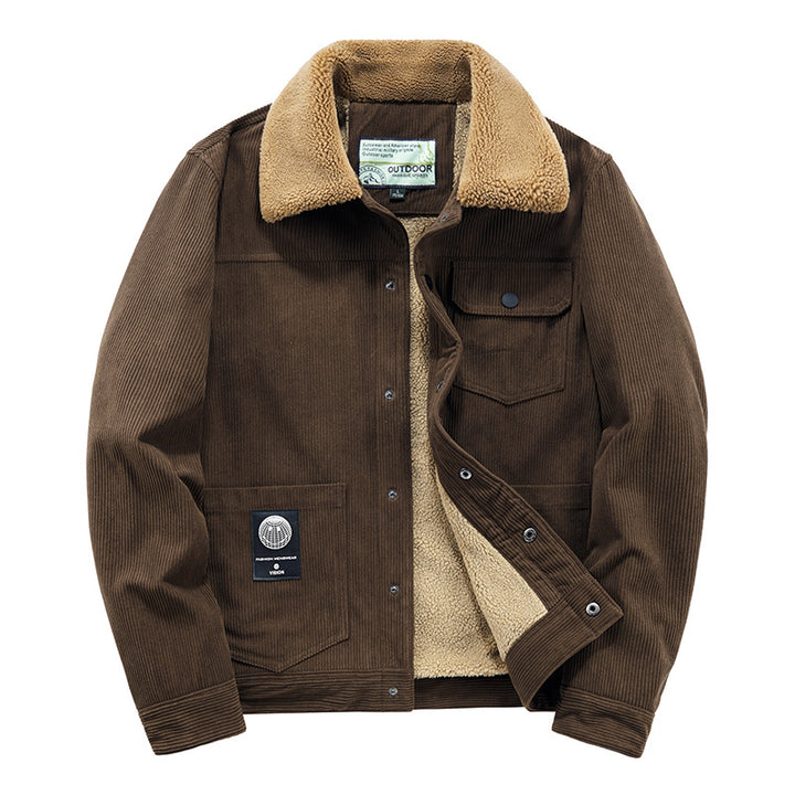 Herren Lässige Cordjacke mit hochwertigem Teddyfutter Drune