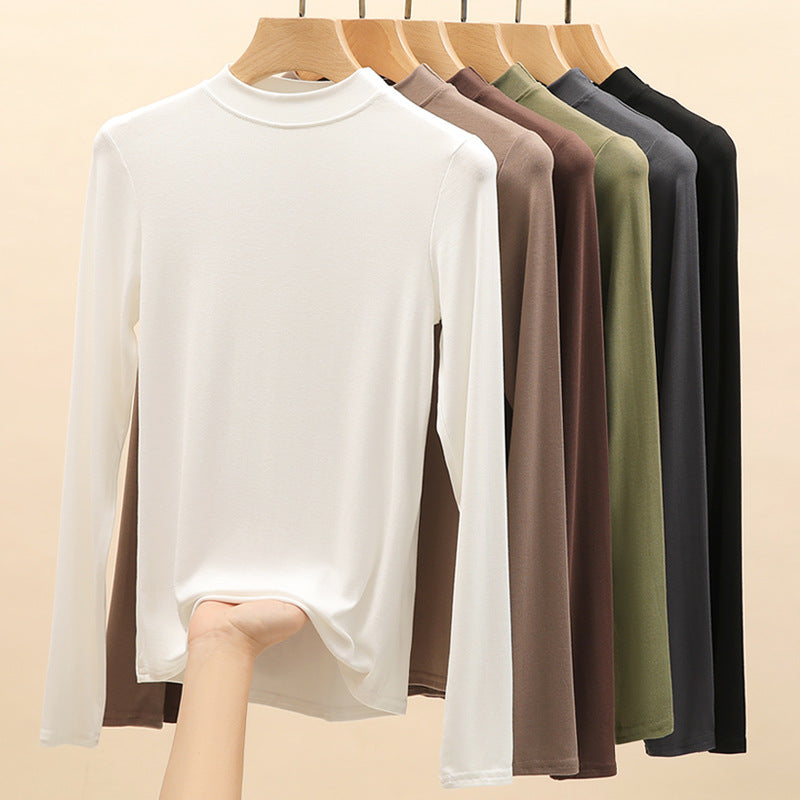 Damen Elegantes Langarmshirt mit hohem Kragen aus weichem Material Drune