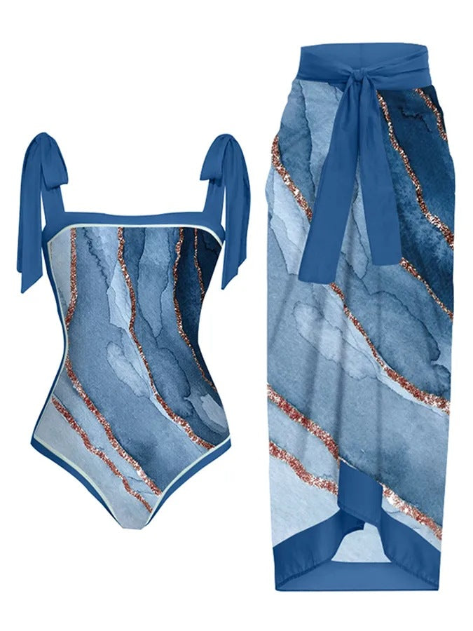 Damen Bademode-Set mit stilvollem Wickelrock Drune