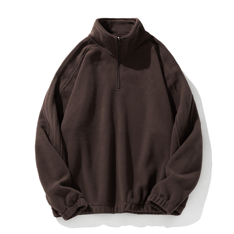 Unisex Fleecepullover mit Halbreißverschluss, Stehkragen und elastischem Saum Drune