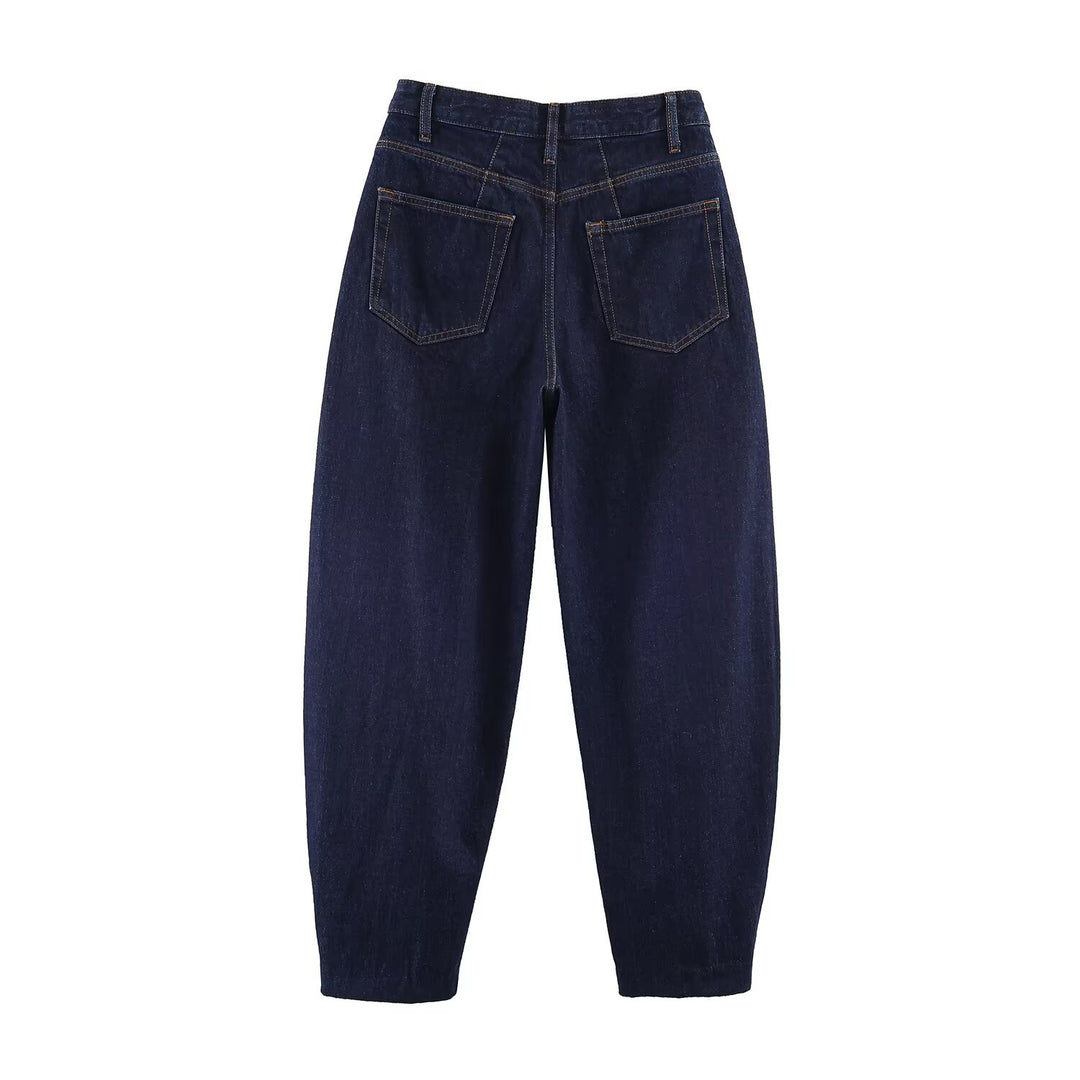 Damen High-Waist Balloon-Jeans mit weitem Oberschenkel und zulaufendem Saum Drune