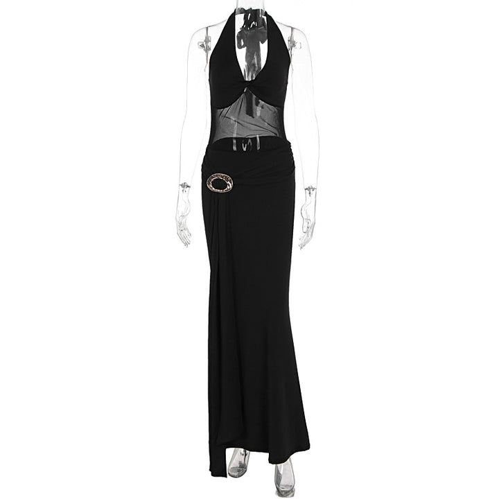 Damen Maxikleid mit raffiniertem Wickeldesign und elegantem Halterhals Drune