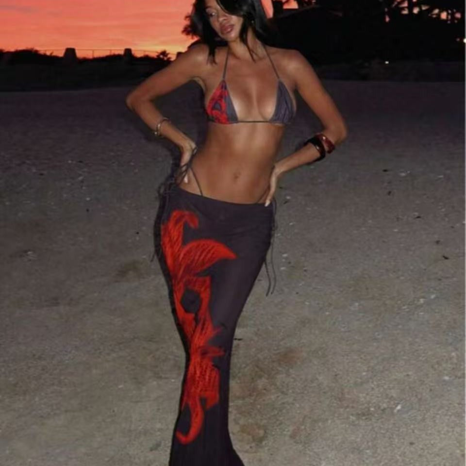 Damen Bikiniset mit eleganter Abdeckung aus transparentem Stoff Drune