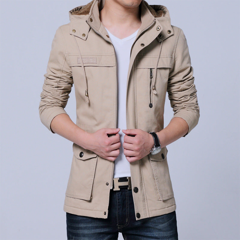 Herren Canvas‑Utility‑Parka mit Kapuze und Teddyfutter Drune
