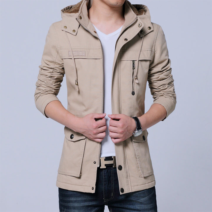 Herren Canvas‑Utility‑Parka mit Kapuze und Teddyfutter Drune