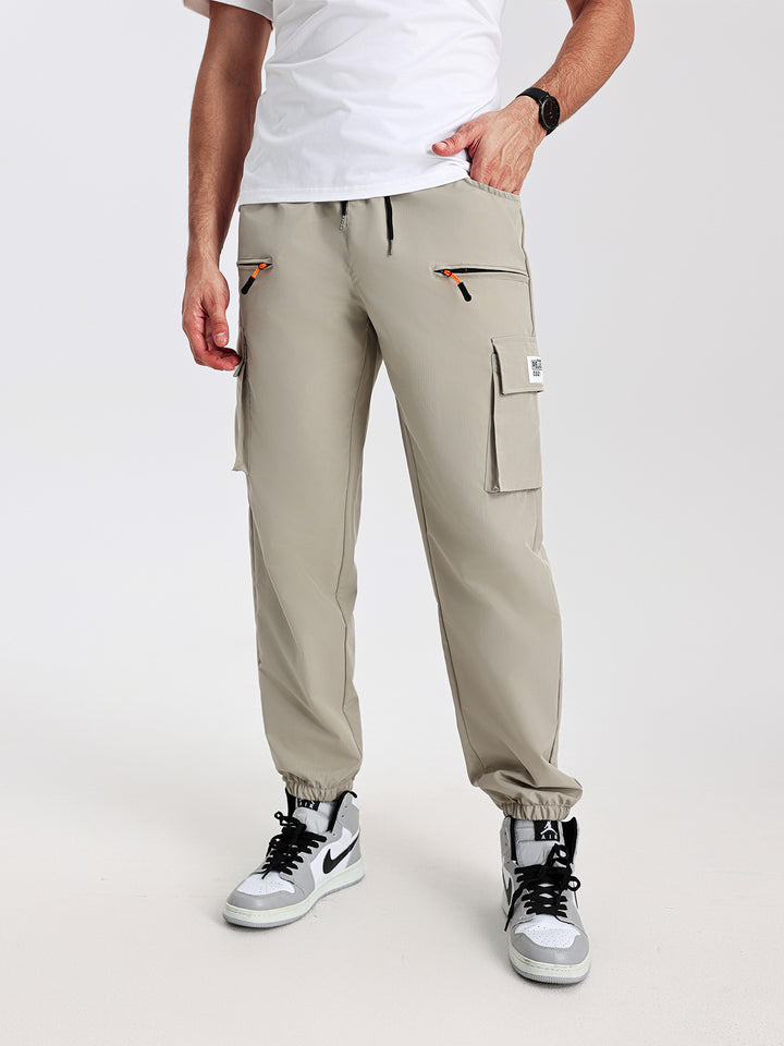 Herren Utility-Cargohose im Joggerstil mit elastischem Bund, Multifachtaschen & Reißverschlusstaschen Drune