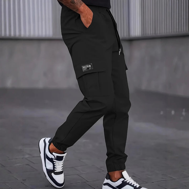 Herren Moderne Cargo-Jogginghose mit elastischem Bund, Kordelzug & Klappentaschen Drune
