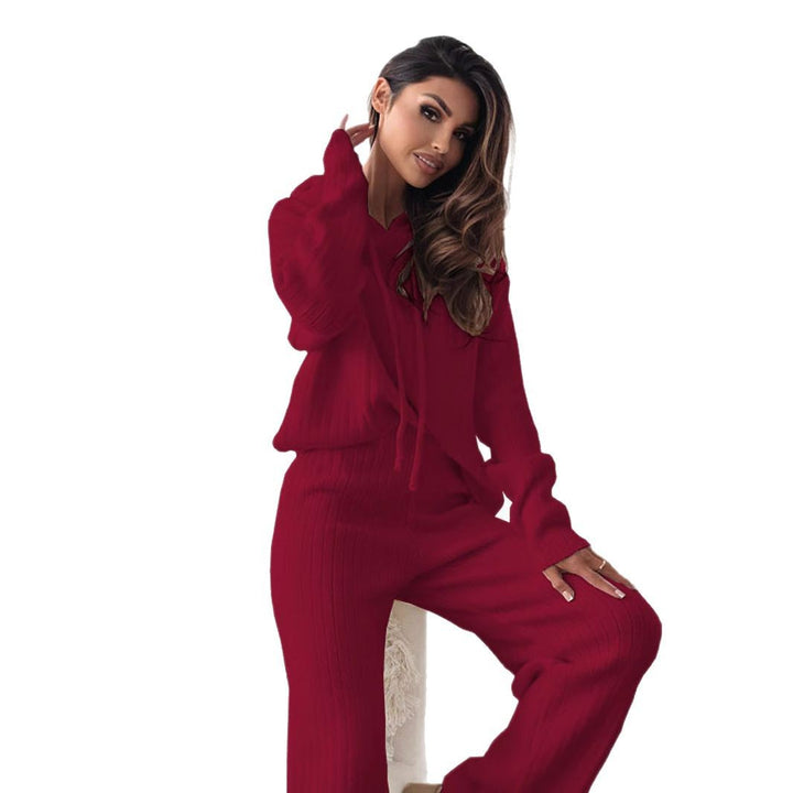 Damen Strickanzug mit Kapuze und weichem Material Drune