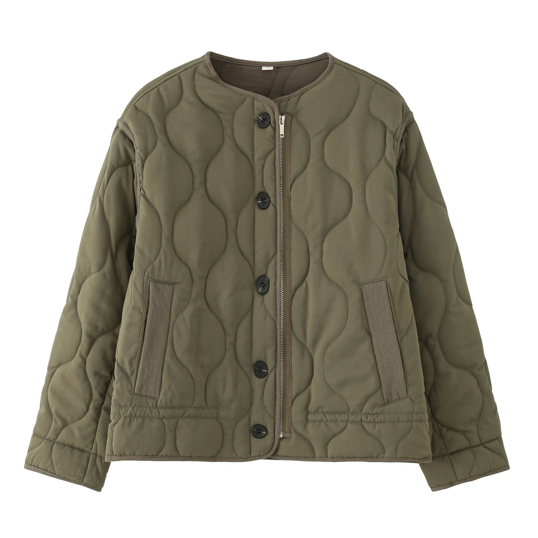 Damen Steppjacke mit rundem Steppmuster, Rundhals und Zwei-Wege-Reißverschluss Drune