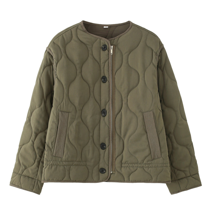 Damen Steppjacke mit rundem Steppmuster, Rundhals und Zwei-Wege-Reißverschluss Drune