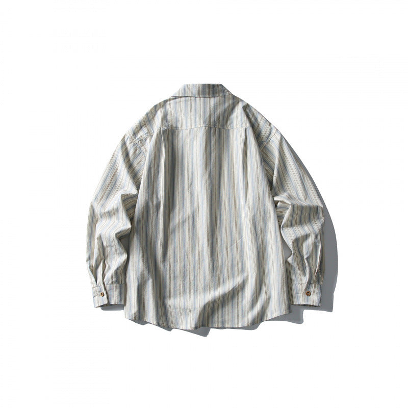 Unisex Lässiges Oversize-Streifenhemd mit kastiger Silhouette und Brusttasche Drune