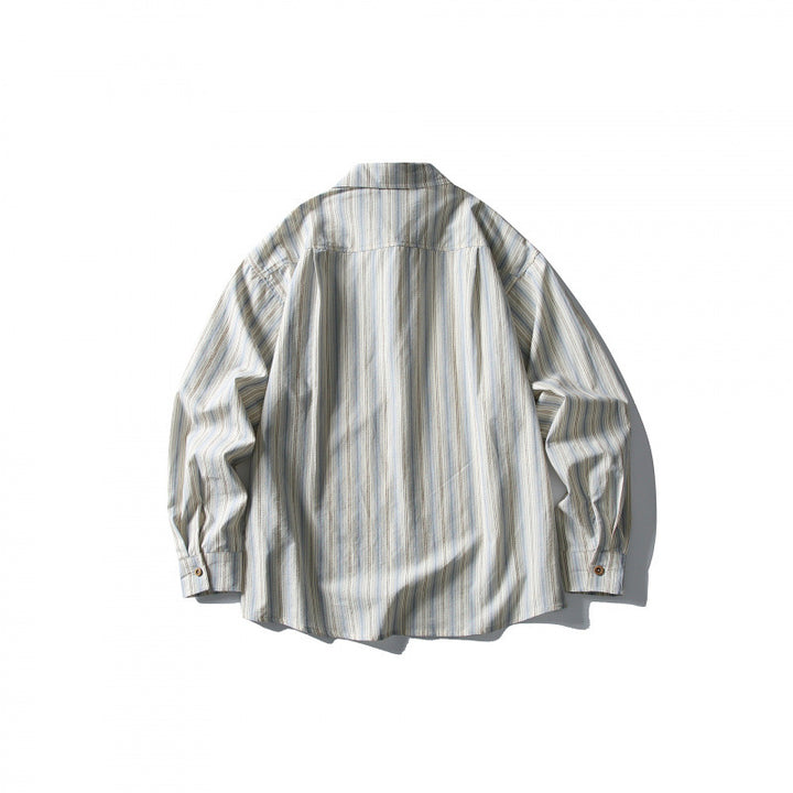 Unisex Lässiges Oversize-Streifenhemd mit kastiger Silhouette und Brusttasche Drune