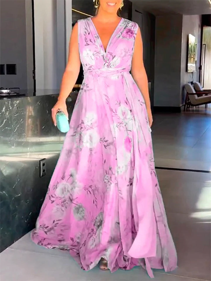Damen Maxikleid mit fließendem Schnitt und eleganten Rüschendetails Drune