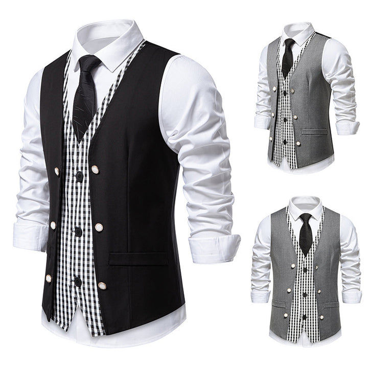 Herren elegante Weste mit kariertem Innenfutter Drune