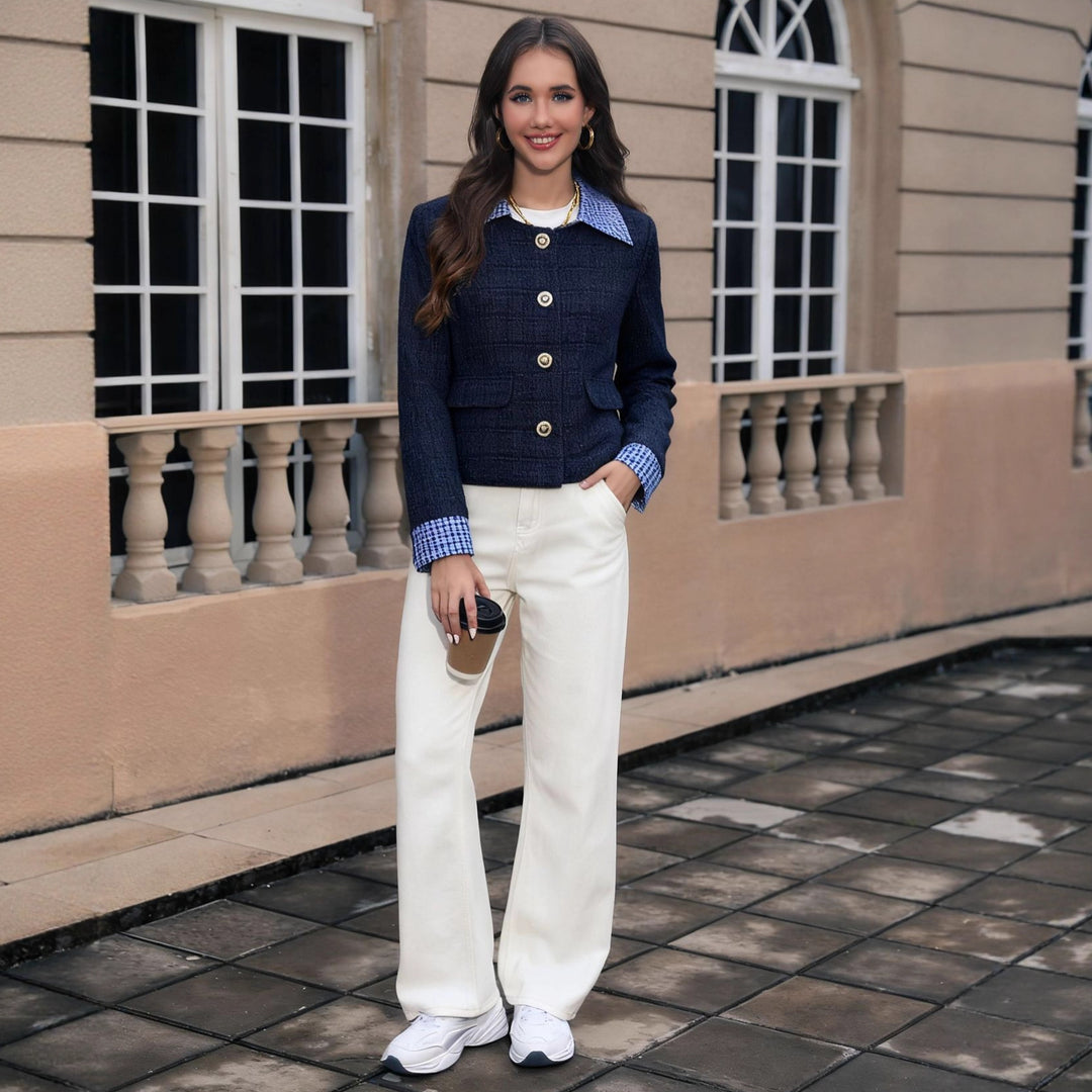 Damen Kurzjacke aus Bouclé mit integrierter Hemdkragen-Optik Drune