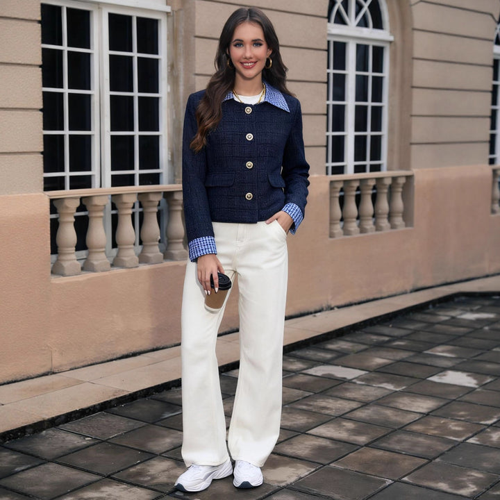 Damen Kurzjacke aus Bouclé mit integrierter Hemdkragen-Optik Drune