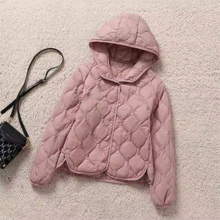Damen Gefütterte Steppjacke mit Kapuze und kreisförmiger Steppung Drune