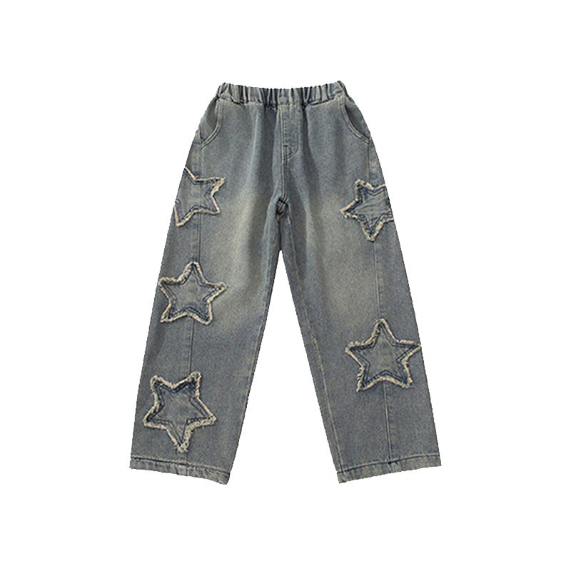 Damen Baggy-Jeans mit Sternenapplikationen Drune