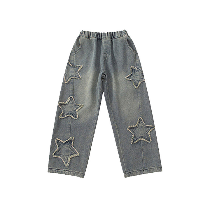 Damen Baggy-Jeans mit Sternenapplikationen Drune