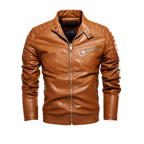 Herren Stylische Lederjacke mit Detailnähten Drune
