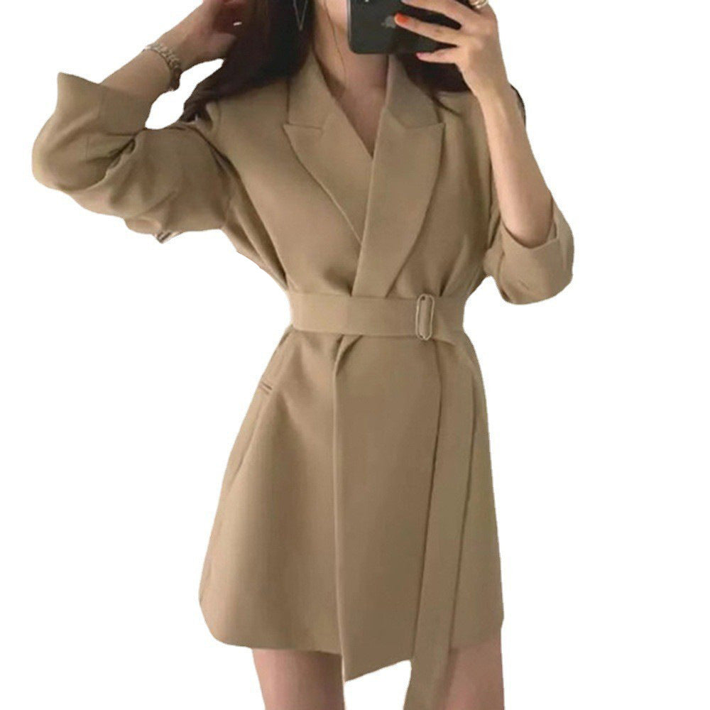 Damen Eleganter Blazer mit Taillengürtel Drune