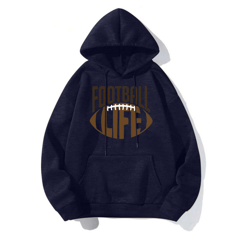 Damen Sportlicher Kapuzenpullover mit Football-Motiv Drune