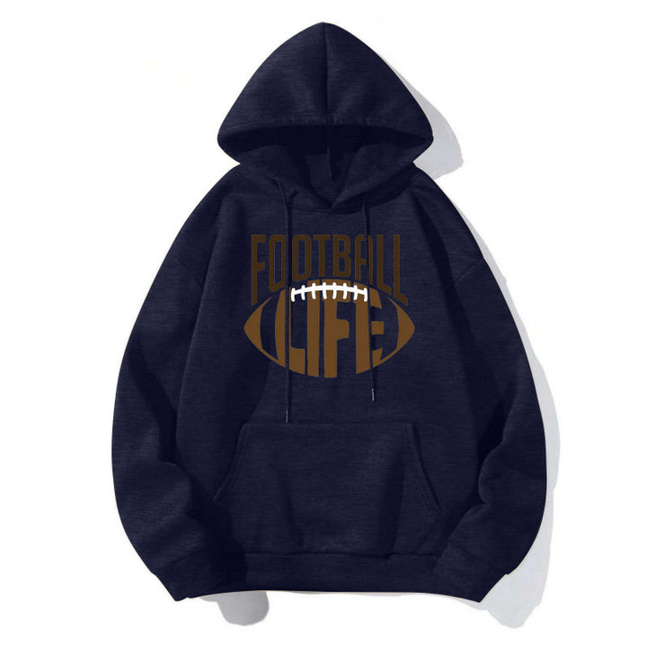 Damen Sportlicher Kapuzenpullover mit Football-Motiv Drune