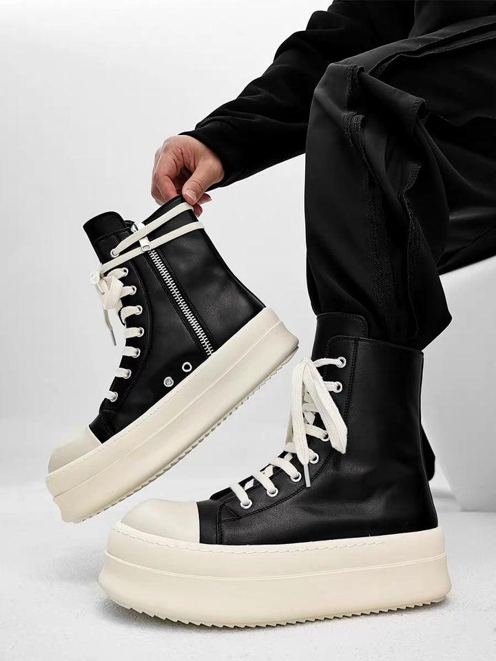 Herren High-Top Plateausneaker mit Reißverschluss und dicker Gummiplattform Drune