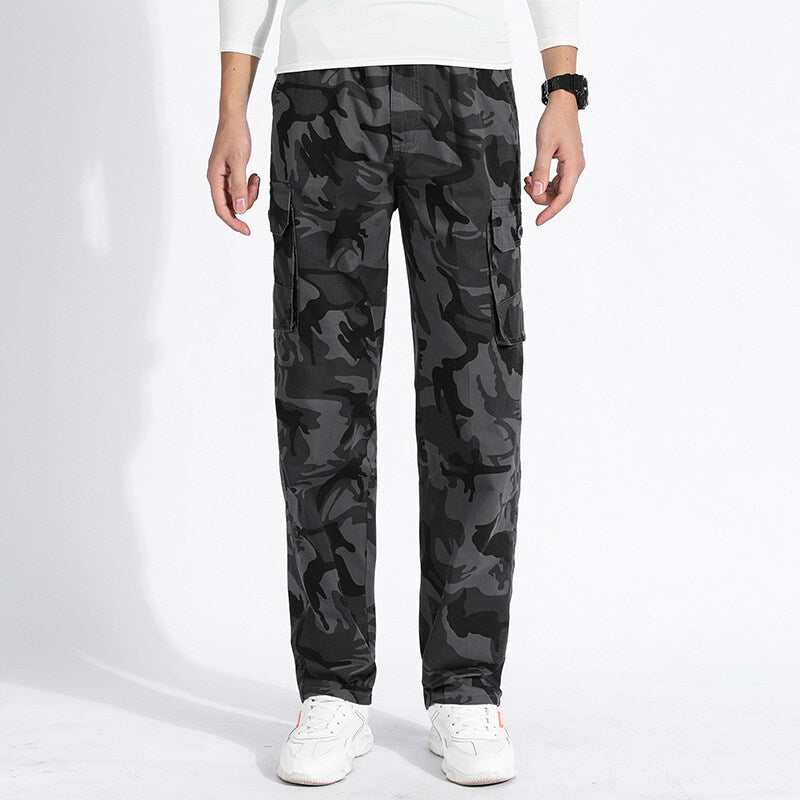 Herren Camouflage Cargohose im Army‑Stil mit geradem Schnitt, Mehrfach‑Taschen & robusten Nähten Drune