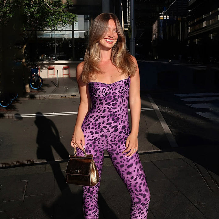 Damen Jumpsuit mit raffiniertem Schlangenhaut-Design und figurbetontem Schnitt Drune