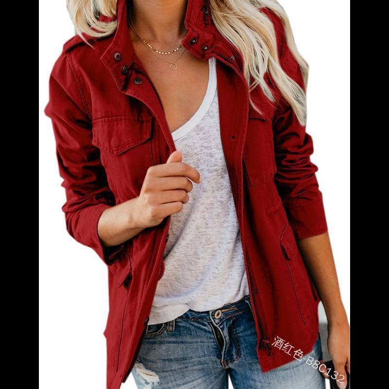 Damen Utility-Fieldjacke mit Stehkragen, aufgesetzten Taschen und Taillenzug Drune