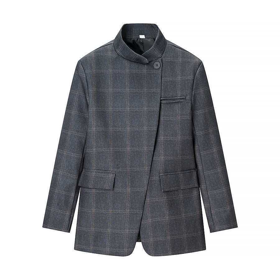 Damen Elegante Karojacke mit asymmetrischem Schnitt Drune
