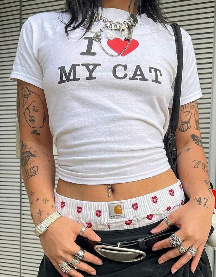Damen Crop-T-Shirt mit kreativem Bärenmotiv und witzigem Spruch Drune