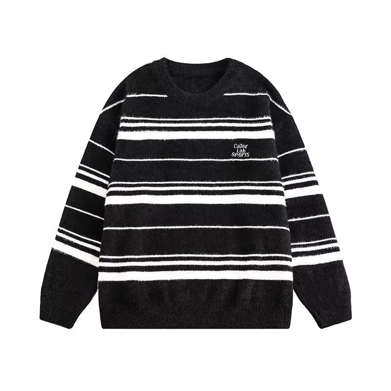 Damen Moderner Strickpullover mit Streifenmuster Drune
