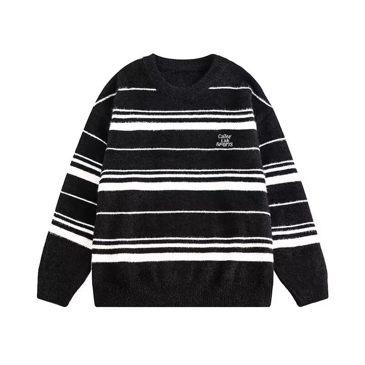 Damen Moderner Strickpullover mit Streifenmuster Drune