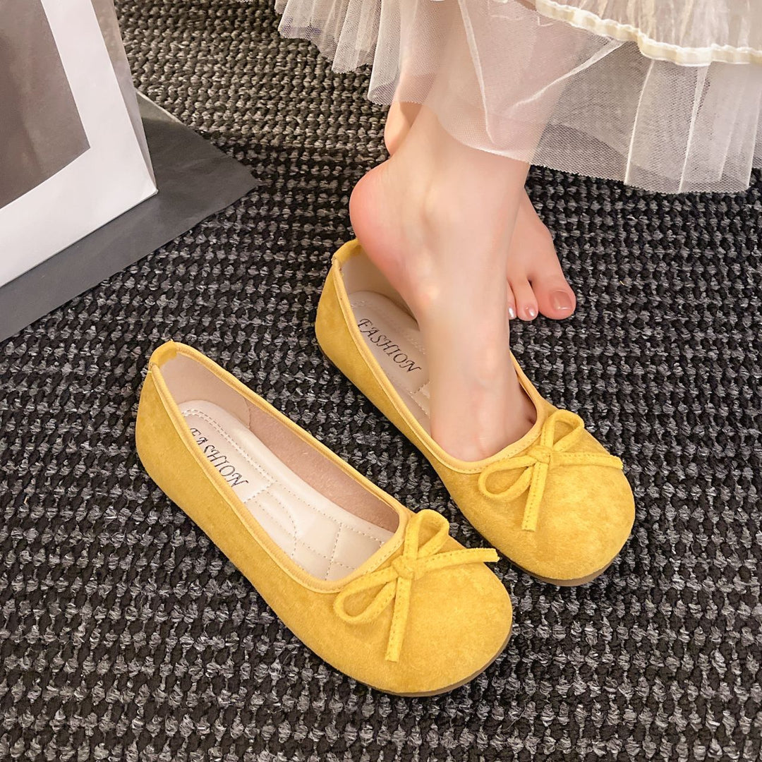 Damen elegante Ballerinas mit zierlichem Schleifendetail Drune