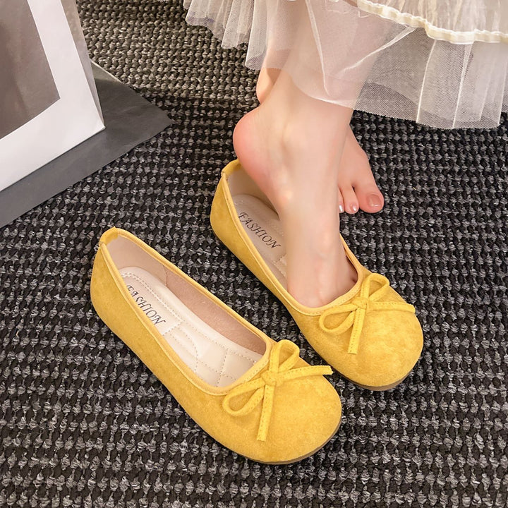Damen elegante Ballerinas mit zierlichem Schleifendetail Drune